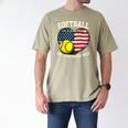 Patriotic US Flag Softball Dad Like A Baseball Dad Men's Comfort Colors T-Shirt Khaki Patriotic US Flag Softball Dad Like A Baseball Dad Men's Comfort Colors T-Shirt Khaki