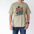 Run I Dare You Baseball Catcher Player Fan Men's Comfort Colors T-Shirt Khaki
