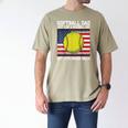 Softball Dad Like a Baseball Dad Father's Day USA Flag Men's Comfort Colors T-Shirt Khaki