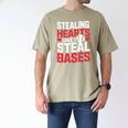 Stealing Hearts Like I Steal Bases Cute Baseball Kids Men's Comfort Colors T-Shirt Khaki