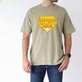 Strike Out Childhood Cancer Boys Baseball Drip Gold Ribbon Men's Comfort Colors T-Shirt Khaki Strike Out Childhood Cancer Boys Baseball Drip Gold Ribbon Men's Comfort Colors T-Shirt Khaki