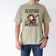 Never Underestimate Old Man Plays Baseball In His Seventies Men's Comfort Colors T-Shirt Khaki