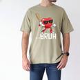 Valentines Bruh Red Heart Playing Baseball Men Boys Kids Men's Comfort Colors T-Shirt Khaki