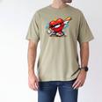 Valentines Day Baseball Dabbing Red Heart Love Boys Men's Comfort Colors T-Shirt Khaki Valentines Day Baseball Dabbing Red Heart Love Boys Men's Comfort Colors T-Shirt Khaki