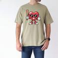 Valentines Day Heart Playing Baseball Boys Men Kids Girls Men's Comfort Colors T-Shirt Khaki