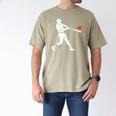 Valentines US Baseball Player Silhouette Heart Men's Comfort Colors T-Shirt Khaki
