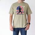Women's Batter Patriotic American Flag Baseball Silks Men's Comfort Colors T-Shirt Khaki Women's Batter Patriotic American Flag Baseball Silks Men's Comfort Colors T-Shirt Khaki