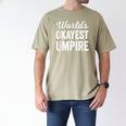 Worlds Okayest Umpire Sarcastic Baseball Game Official Men's Comfort Colors T-Shirt Khaki