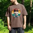 Baseball Grandpa Gnome On A Retro Sunset For Baseball Dad Men's Comfort Colors T-Shirt Espresso