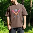 Dripping Pink Baseball Crossed Bats Summer Men's Comfort Colors T-Shirt Espresso