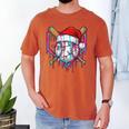 Baseball Christmas Santa Hat Baseball Christmas Drip Men's Comfort Colors T-Shirt Yam Baseball Christmas Santa Hat Baseball Christmas Drip Men's Comfort Colors T-Shirt Yam