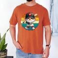 Baseball Grandpa Gnome On A Retro Sunset For Baseball Dad Men's Comfort Colors T-Shirt Yam