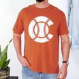 Baseball Sport Player Graphic Monogram Initial Letter C Men's Comfort Colors T-Shirt Yam Baseball Sport Player Graphic Monogram Initial Letter C Men's Comfort Colors T-Shirt Yam
