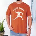 Christian Jesus Saves Baseball Pitcher Heaven 01 Sports Men's Comfort Colors T-Shirt Yam