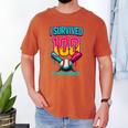 HUGvyn I Survived 100 Days Baseball Teacher Ice Cream Drip Men's Comfort Colors T-Shirt Yam HUGvyn I Survived 100 Days Baseball Teacher Ice Cream Drip Men's Comfort Colors T-Shirt Yam
