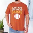 I Just Hope Everyone Has Snacks Baseball Game Day Fan Men's Comfort Colors T-Shirt Yam I Just Hope Everyone Has Snacks Baseball Game Day Fan Men's Comfort Colors T-Shirt Yam