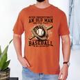 Never Underestimate Old Man Plays Baseball In His Seventies Men's Comfort Colors T-Shirt Yam