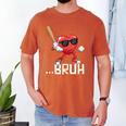 Valentines Bruh Red Heart Playing Baseball Men Boys Kids Men's Comfort Colors T-Shirt Yam
