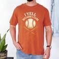 I Yell Because I Care Baseball Dad Coach Men's Comfort Colors T-Shirt Yam