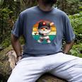 Baseball Grandpa Gnome On A Retro Sunset For Baseball Dad Men's Comfort Colors T-Shirt Denim