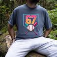 Baseball Ice Cream Drip Number 67 Player 67th Birthday Men Men's Comfort Colors T-Shirt Denim