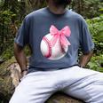 Cute Coquette Baseball Pink Bow Player & Fan Girls Men's Comfort Colors T-Shirt Denim Cute Coquette Baseball Pink Bow Player & Fan Girls Men's Comfort Colors T-Shirt Denim