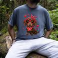 Dachshund Valentines Day Wiener Dog Lover Weenie Heart Raglan Baseball Tee Men's Comfort Colors T-Shirt Denim