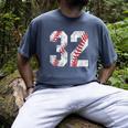 Distressed Baseball Number 32 Jersey Uniform Player Fan Men's Comfort Colors T-Shirt Denim