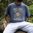 Just a Boy Who Loves Baseball Men's Comfort Colors T-Shirt Denim Just a Boy Who Loves Baseball Men's Comfort Colors T-Shirt Denim