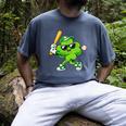 Lucky Shamrock Playing Baseball St Patrick's Kids Boys Men's Comfort Colors T-Shirt Denim