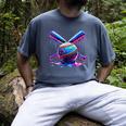 Neon Dripping Baseball And Bats Colorful Sports Art Men's Comfort Colors T-Shirt Denim Neon Dripping Baseball And Bats Colorful Sports Art Men's Comfort Colors T-Shirt Denim