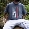 Proud Baseball Dad American Flag Sports Father Day Men's Comfort Colors T-Shirt Denim