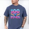100 Days Of School Baseball Dripping Ice Cream 100th Day Men's Comfort Colors T-Shirt Blue Jean