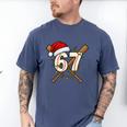 67 Baseball Xmas Lights Santa Hat Holiday Men's Comfort Colors T-Shirt Blue Jean