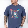 Baseball 8 Year Old Ice Cream Drip 8th Birthday Boys Player Men's Comfort Colors T-Shirt Blue Jean