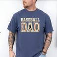 Baseball Dad Distressed Bold Stitch Graphic Sports Father Men's Comfort Colors T-Shirt Blue Jean