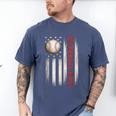 Baseball DAD USA American Flag Fathers Day 4th Of July Men's Comfort Colors T-Shirt Blue Jean