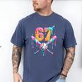 Baseball Drip 67 Six Seven Number 67 Player 67th Birthday Men's Comfort Colors T-Shirt Blue Jean