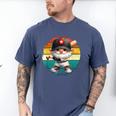 Baseball Grandpa Gnome On A Retro Sunset For Baseball Dad Men's Comfort Colors T-Shirt Blue Jean