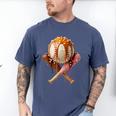 Baseball Ice Cream Drip Style Melting Ice Cream Youth Teen Men's Comfort Colors T-Shirt Blue Jean