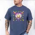 Baseball Mardi Gras Carnival Party Mask Ice Cream Drip Boys Men's Comfort Colors T-Shirt Blue Jean