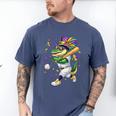 Baseball Player Mardi Gras Alligator Carnival Costume Beads Men's Comfort Colors T-Shirt Blue Jean
