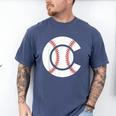 Baseball Sport Player Graphic Monogram Initial Letter C Men's Comfort Colors T-Shirt Blue Jean Baseball Sport Player Graphic Monogram Initial Letter C Men's Comfort Colors T-Shirt Blue Jean