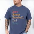 Best Bonus Baseball Dad Ever Softball Stepdad From Daughter Men's Comfort Colors T-Shirt Blue Jean