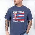 Best Dad Coach Ever Baseball Dad American Flag 4th Of July Men's Comfort Colors T-Shirt Blue Jean Best Dad Coach Ever Baseball Dad American Flag 4th Of July Men's Comfort Colors T-Shirt Blue Jean