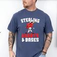 Boys Baseball Valentines Shirt Sterling Hearts Baseball Men's Comfort Colors T-Shirt Blue Jean