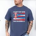 I Can't My Son Has Baseball Dad American Flag 4th Of July Men's Comfort Colors T-Shirt Blue Jean