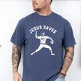 Christian Jesus Saves Baseball Pitcher Heaven 01 Sports Men's Comfort Colors T-Shirt Blue Jean