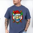 Christmas Baseball Ice Cream Drip Santa Baseball Player Kids Men's Comfort Colors T-Shirt Blue Jean