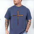Cross Baseball Bats Christian Faith Sports Coach Pitcher Men's Comfort Colors T-Shirt Blue Jean Cross Baseball Bats Christian Faith Sports Coach Pitcher Men's Comfort Colors T-Shirt Blue Jean